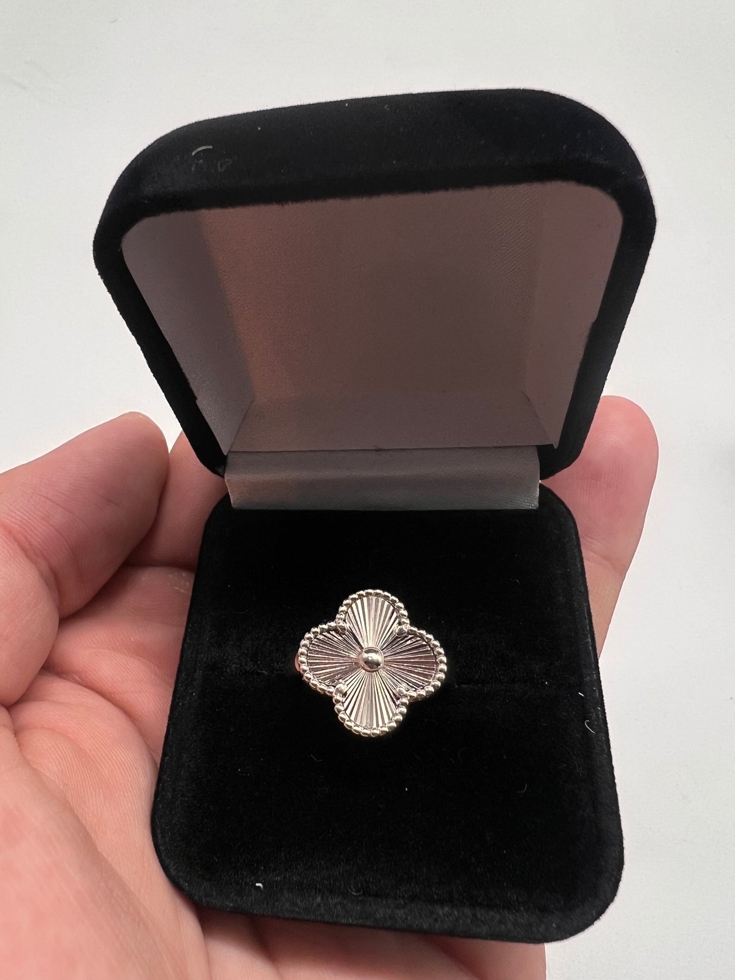 Real Silver clover ring