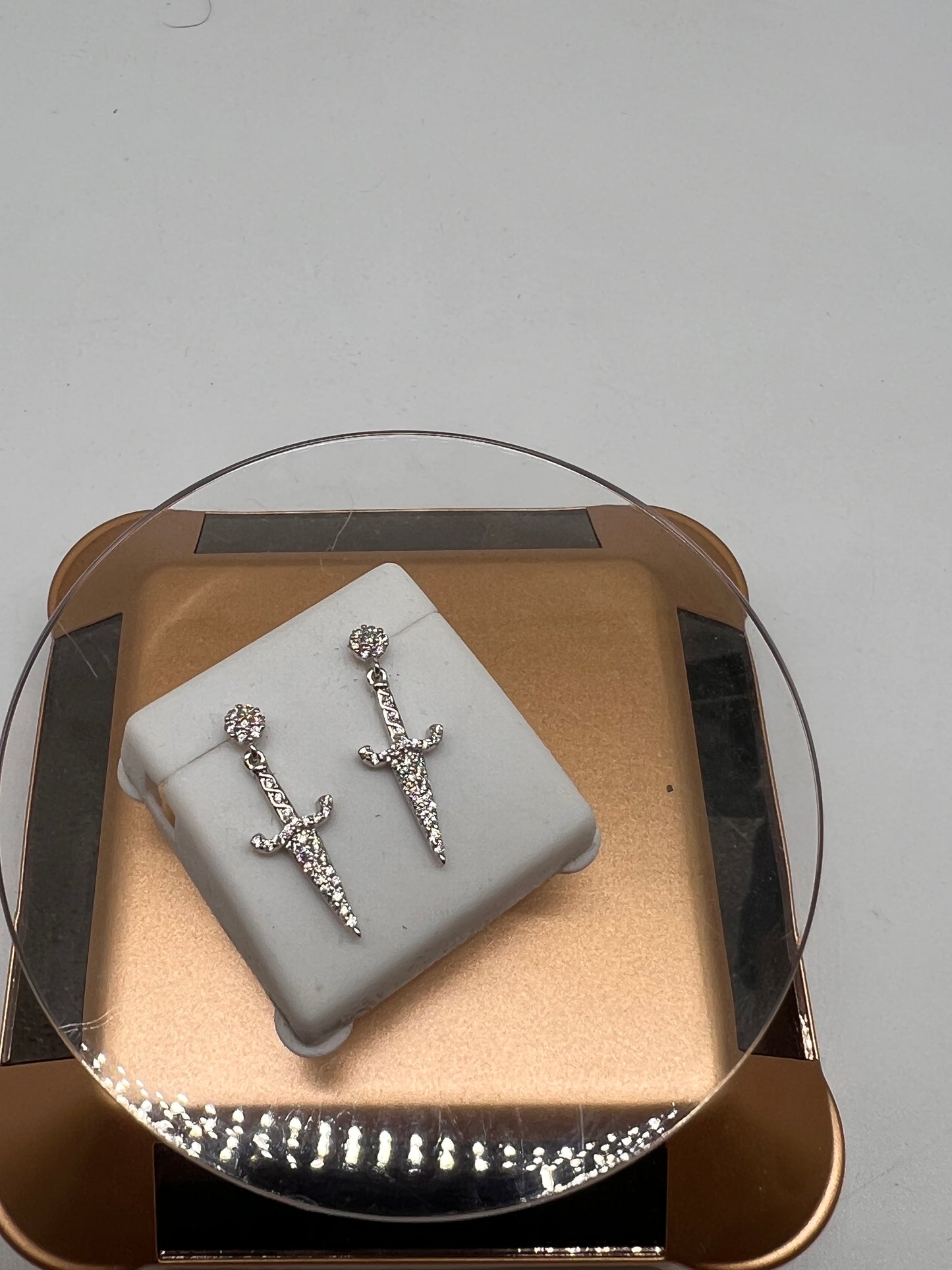 Sword real silver earrings