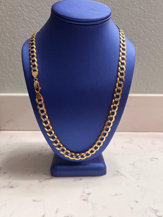 14k solid gold diamond cut cuban chain