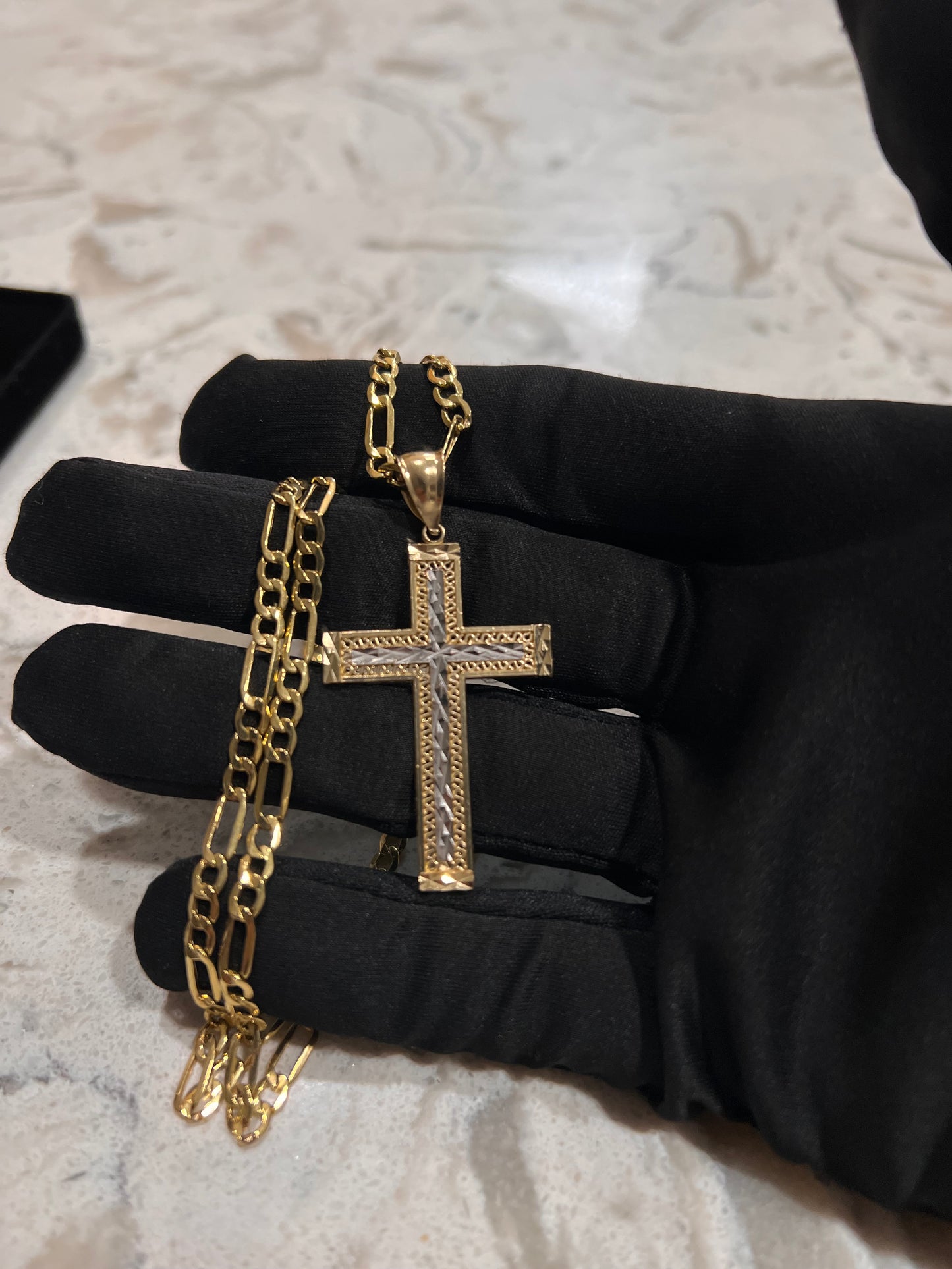 14k real gold cross set