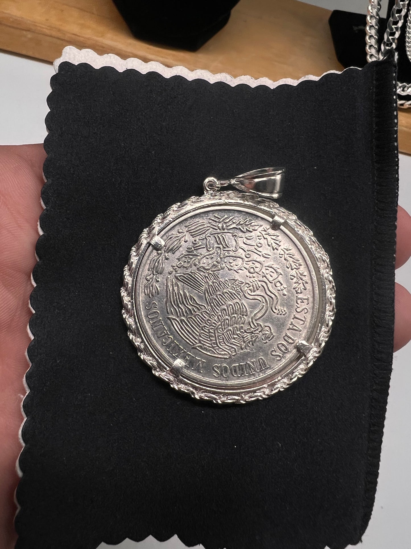 Cien pesos original coin w bezel