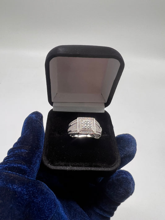 Real silver square style ring