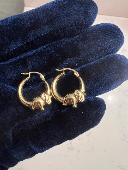 14k real gold elephant earrings