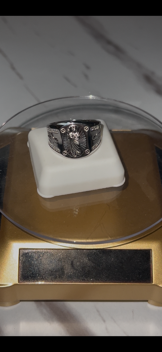 San Judas real silver ring