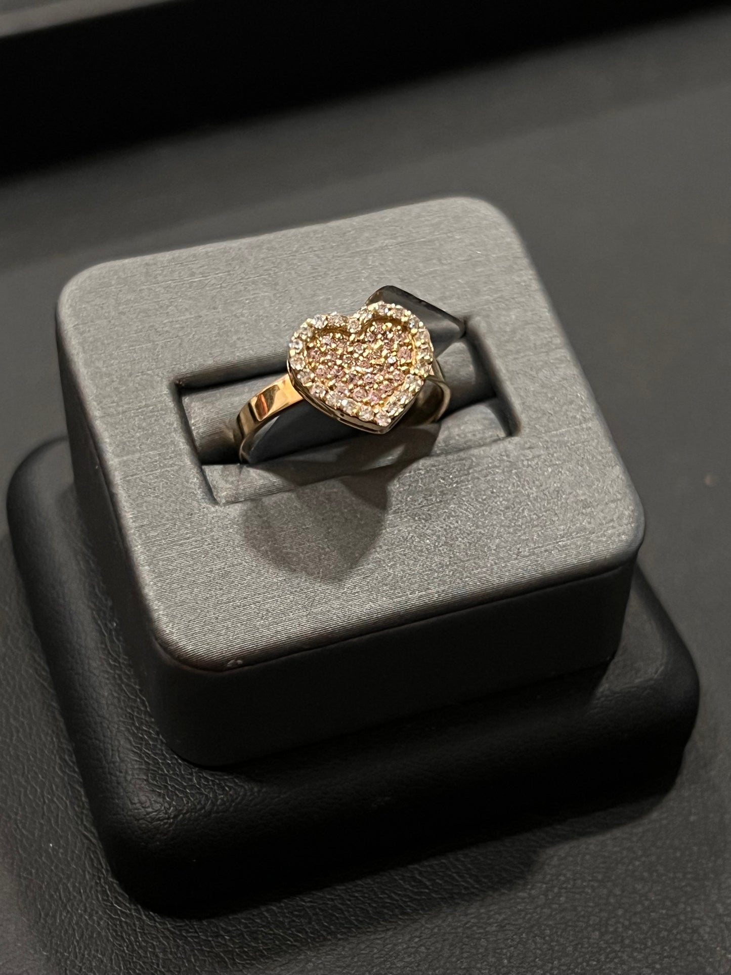10k real gold pink heart ring