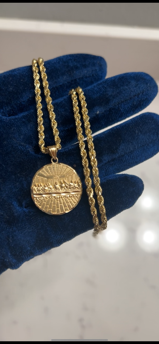 14k real gold last supper chainset