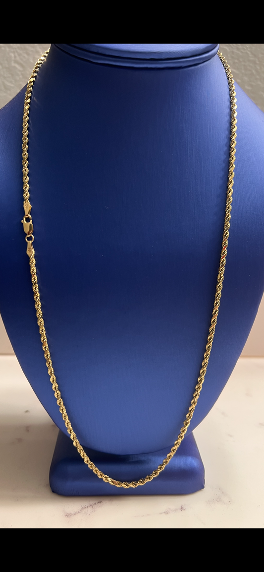 3.5mm 14k 24inch solid rope chain