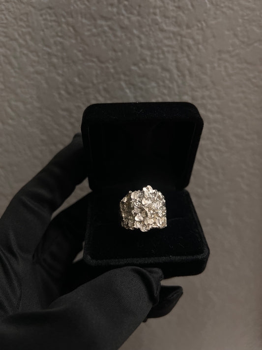 Big Real silver nugget ring