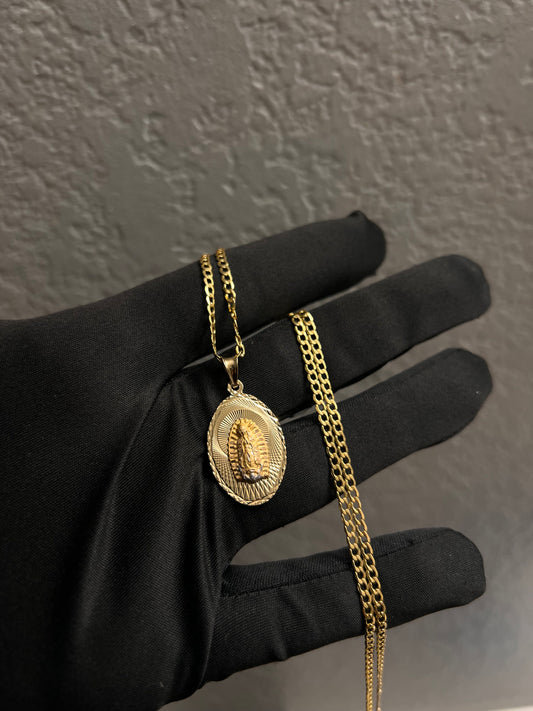 14k real gold virgen Mary chainset