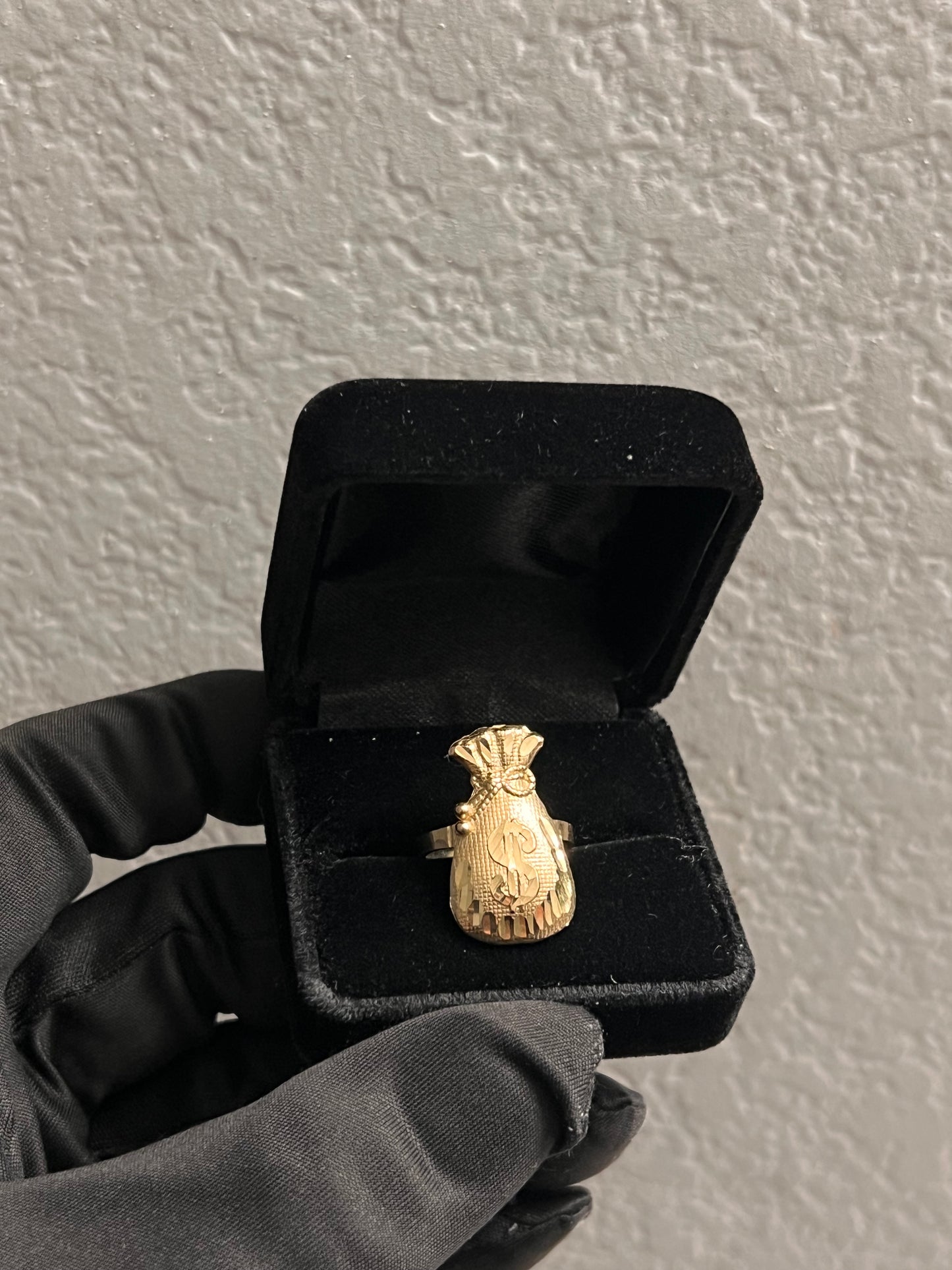 Money bag ring 10k real gold