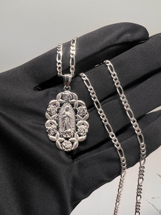 Flower virgen Mary real silver