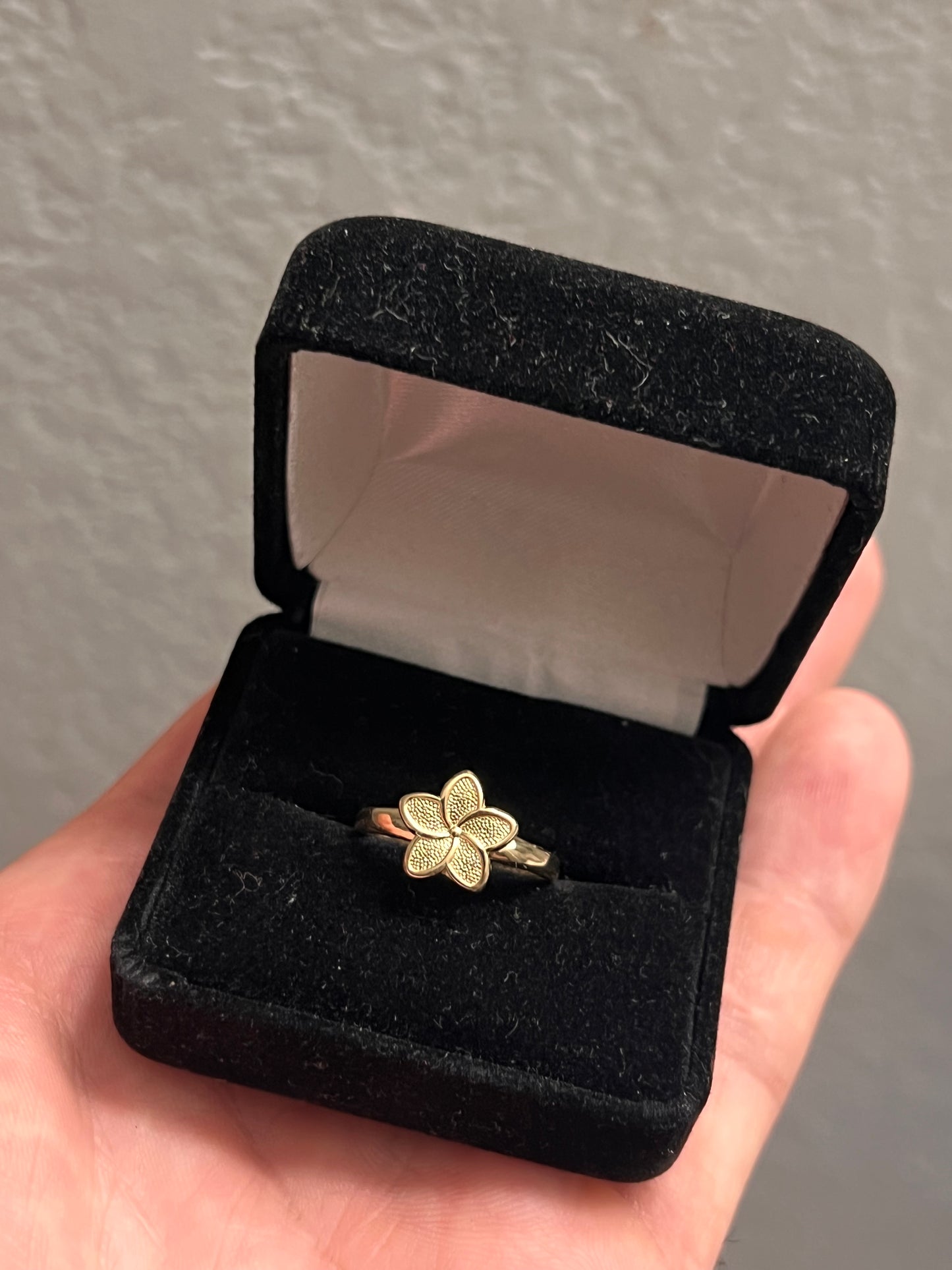Hibiscus Flower Ring 14k real gold