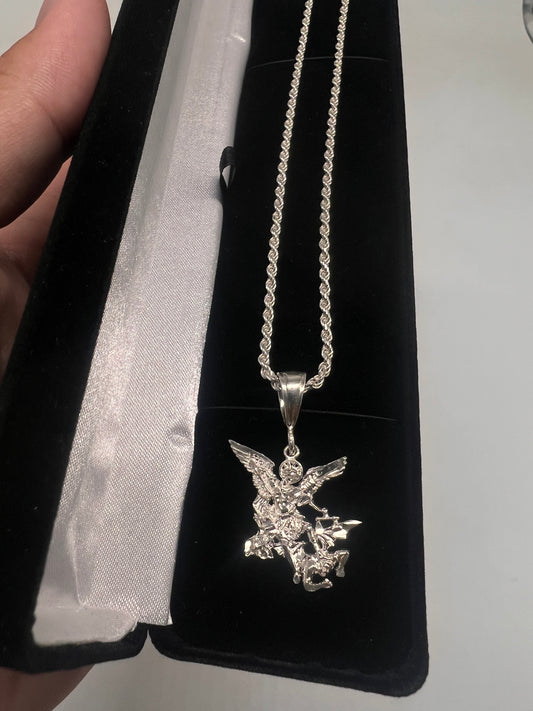 Saint Michael real silver set smaller size