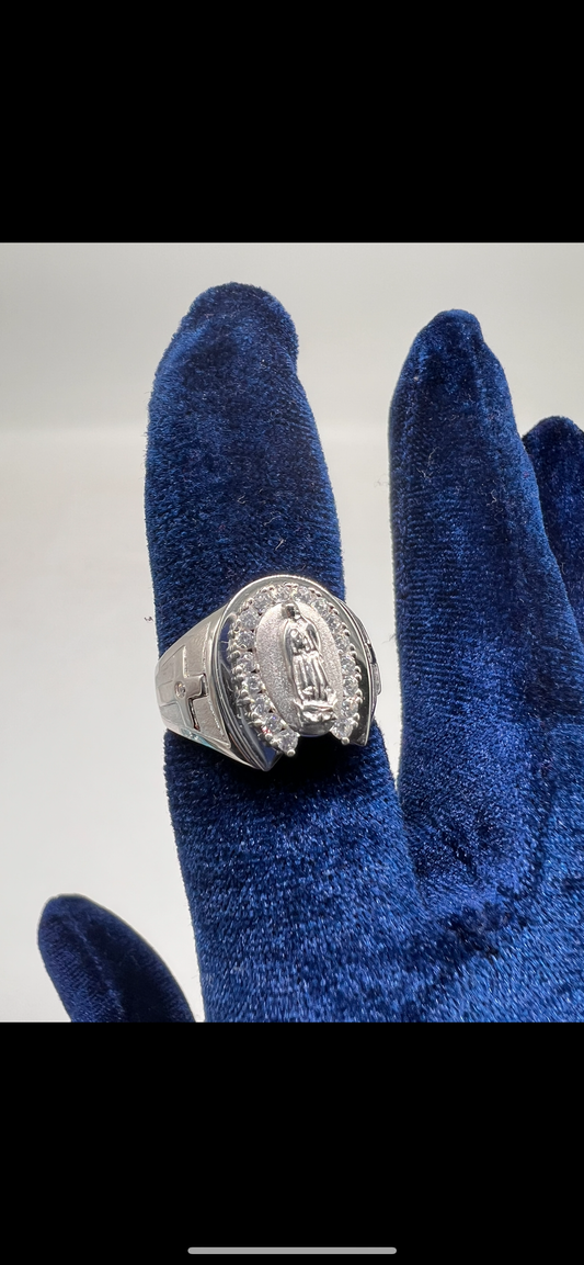 Virgen Mary ring real silver