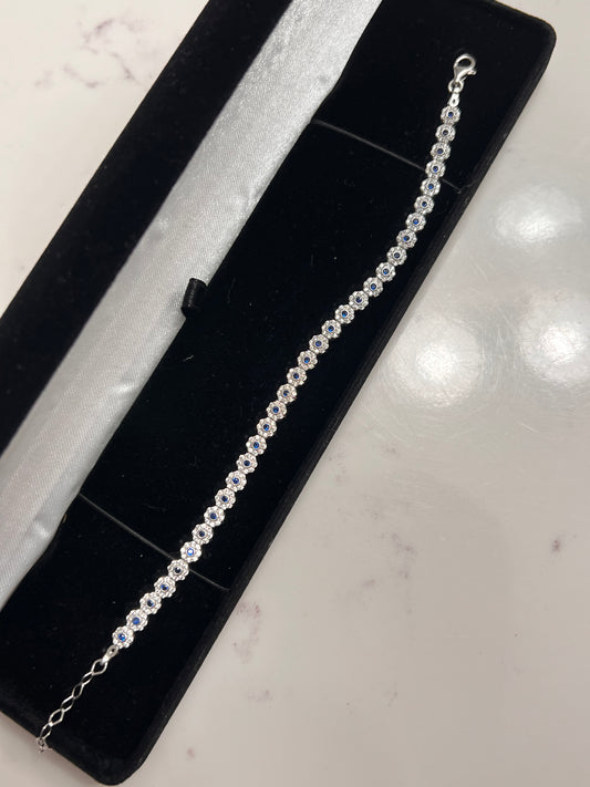 Blue iced real silver bracelet