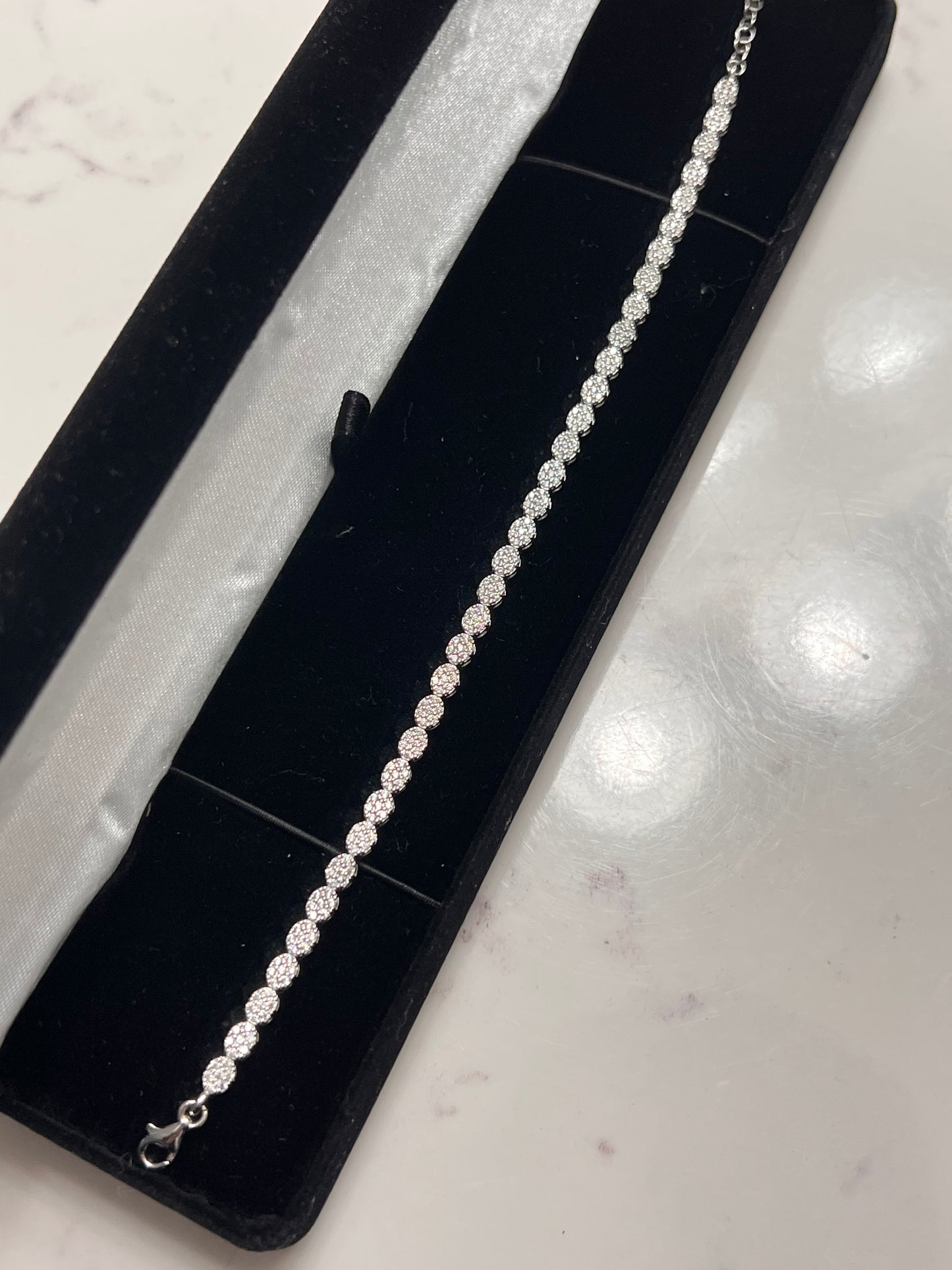 Real silver iced oval bracelet