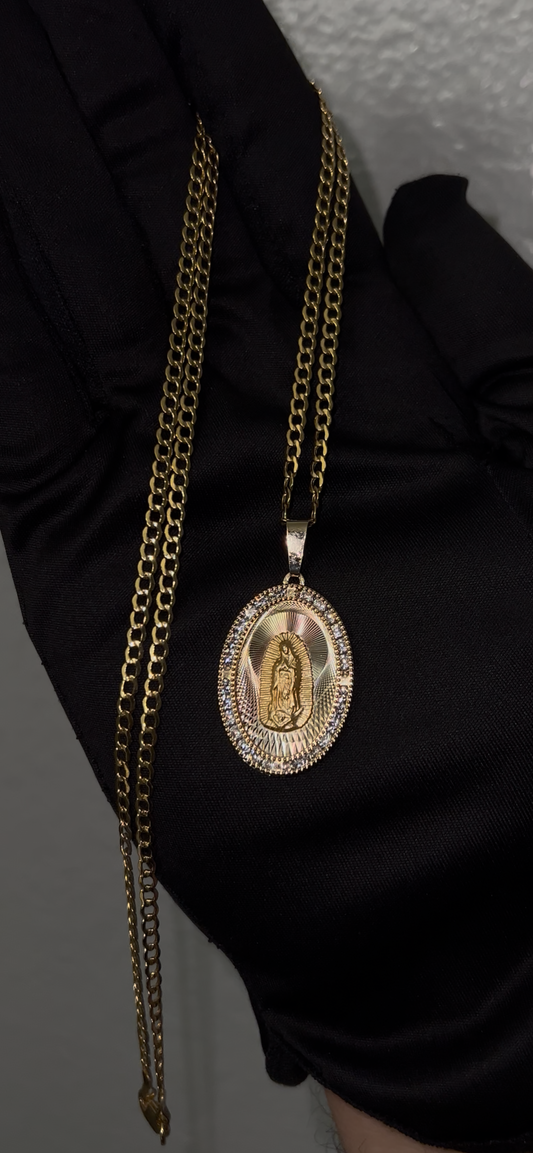 14k real gold virgen Mary chainset