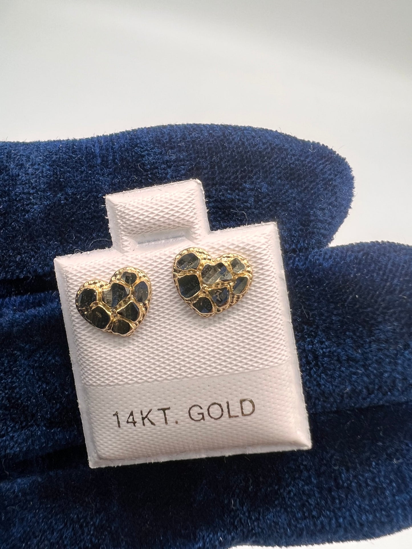 Small Heart 14k Real gold nugget earrings