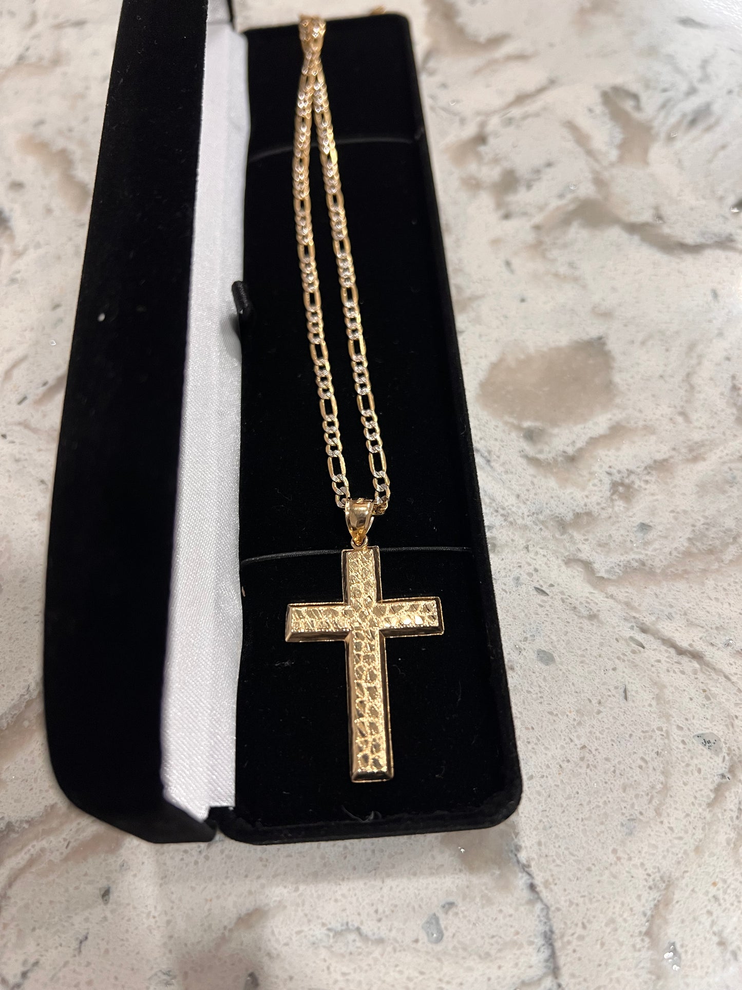 14k real gold nugget cross set