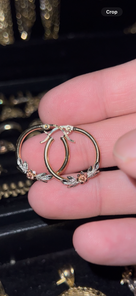 14k real gold rose hoops