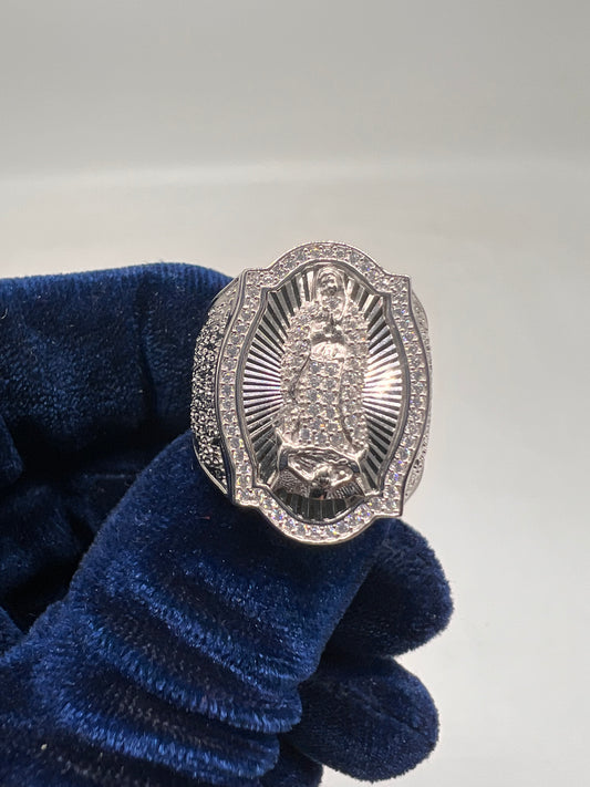 Script virgen Mary ring real silver