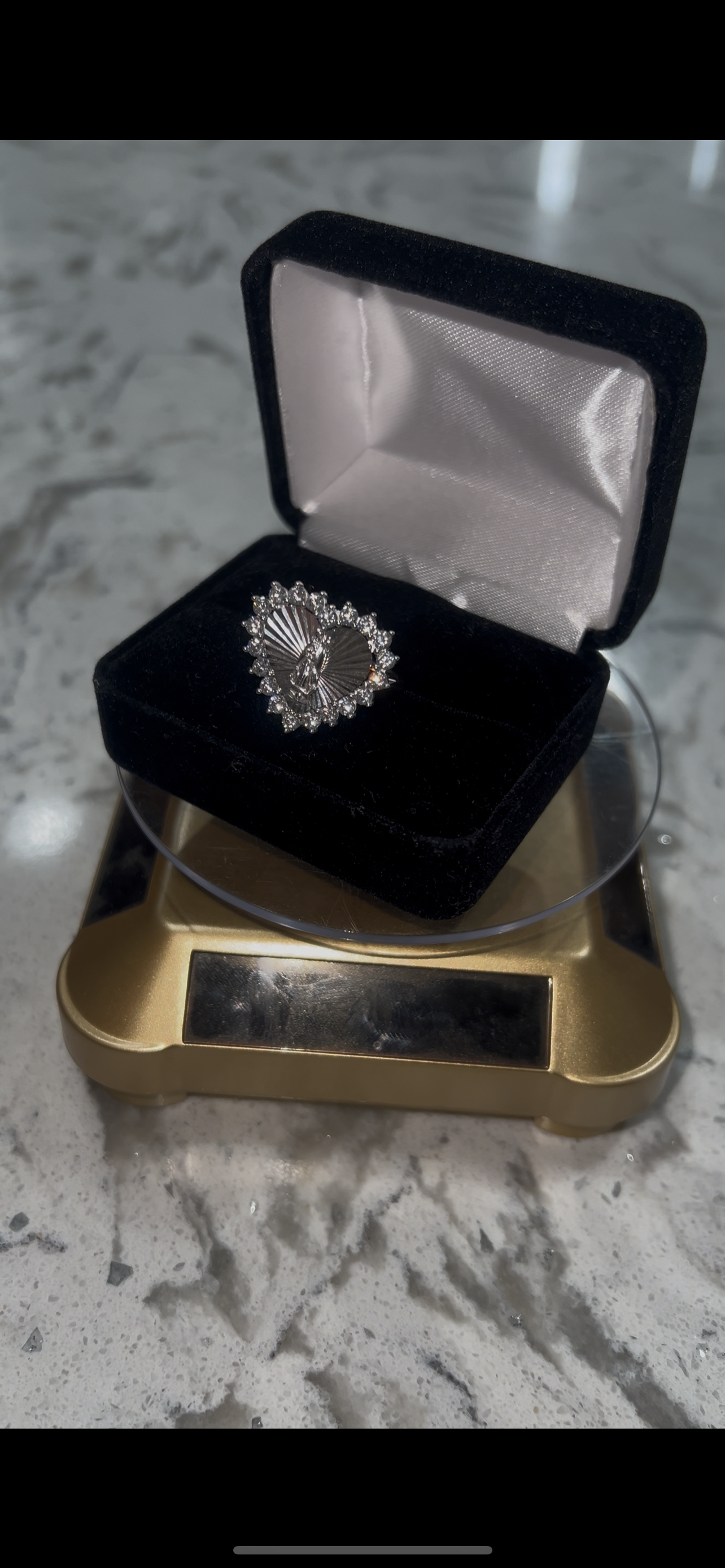 Real silver virgen Mary ring