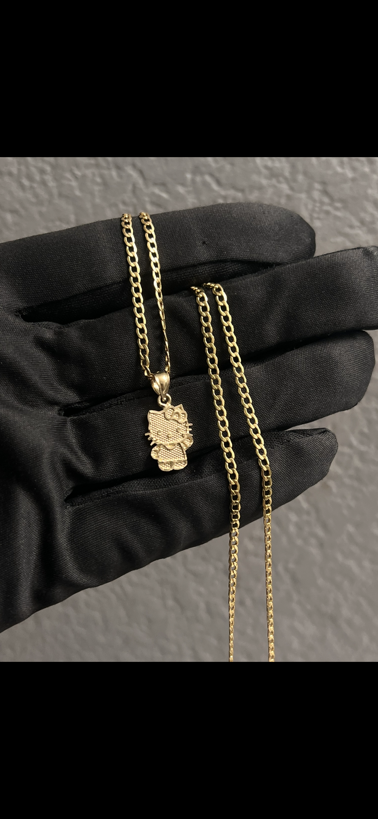 Full body hello kitty 14k real gold chains get