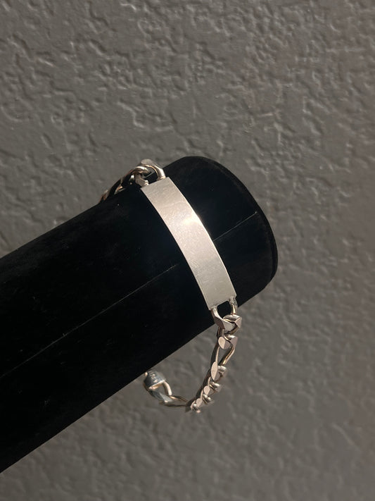 Real silver ID figaro solid bracelet
