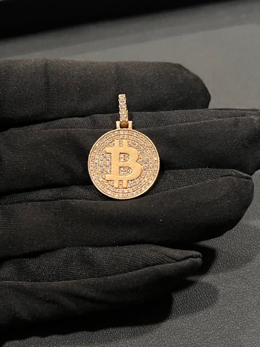 14k real gold w real lab diamonds bitcoin pendant