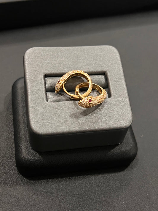 14k real gold snake hoops