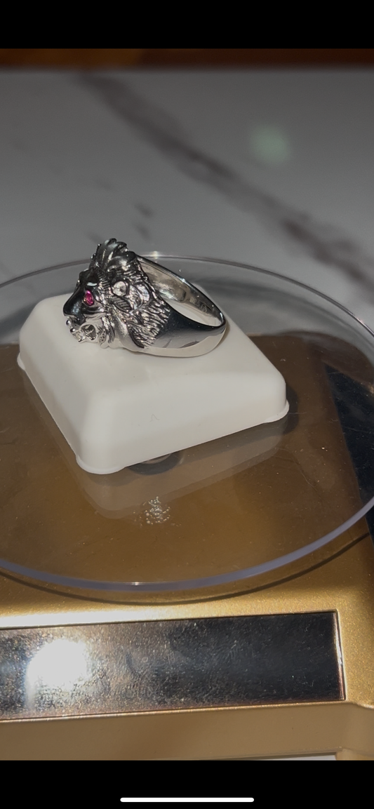 Lion ring real silver