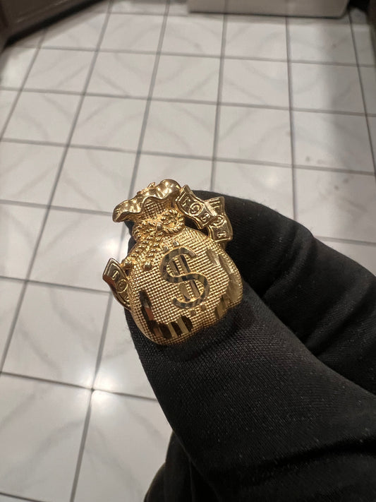 Money bag ring 10k real gold