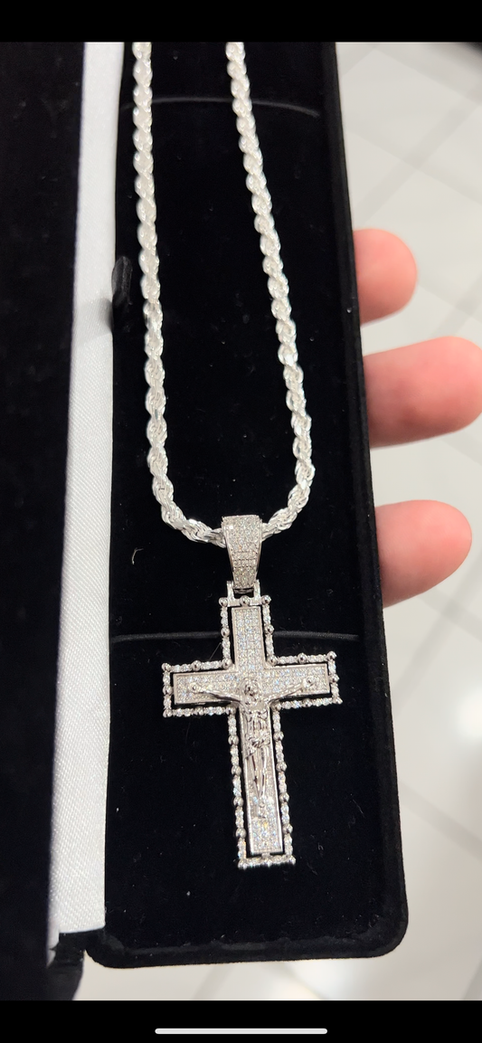 Real silver flooded cross set