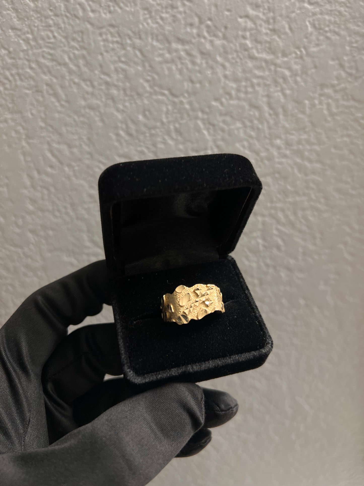 Cross nugget ring 14k real gold