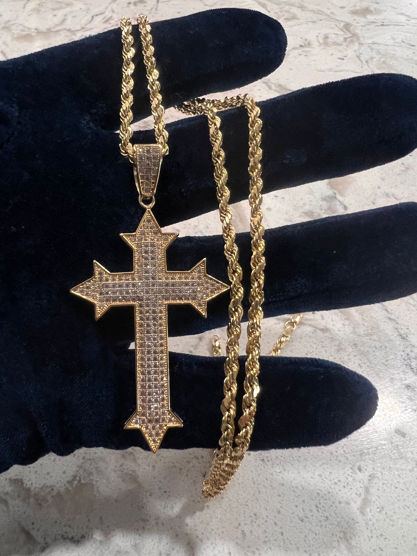 14k real gold cross chainset