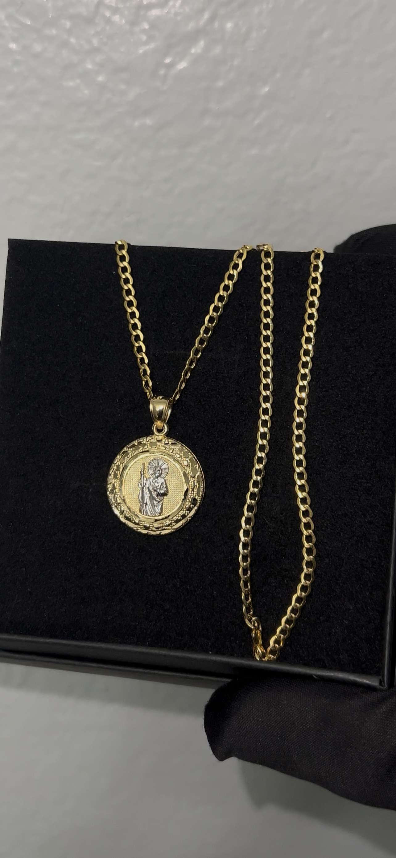 14k real gold San Judas medalla set