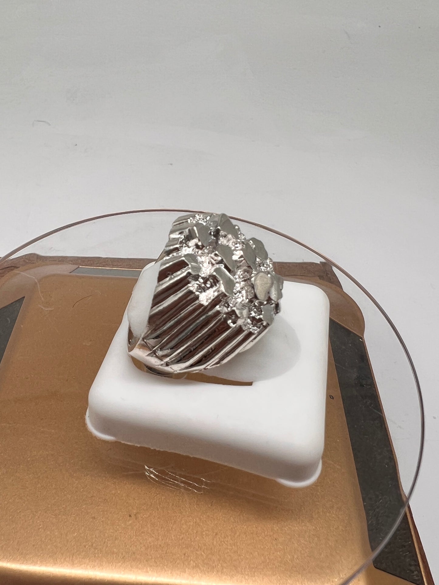 Real silver nugget ring