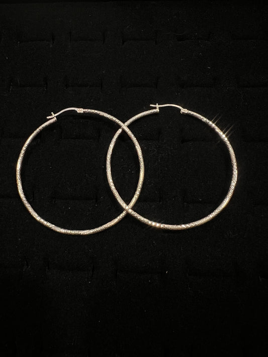 Large real silver Hoops