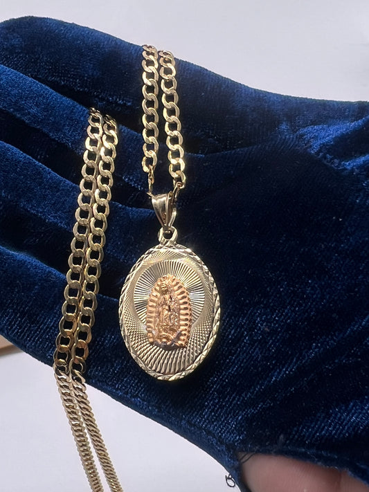 Virgen Mary chainset 14k real gold