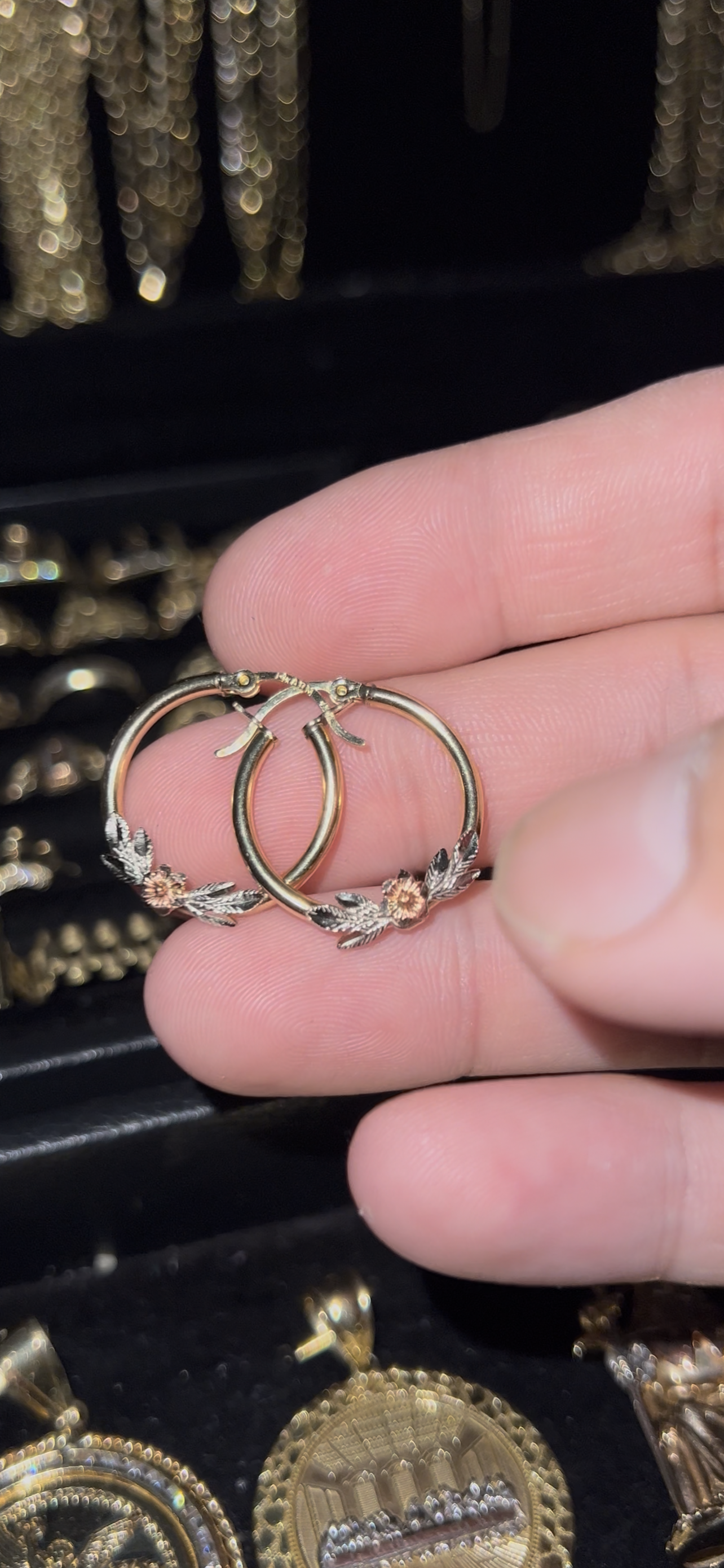 14k real gold rose hoops