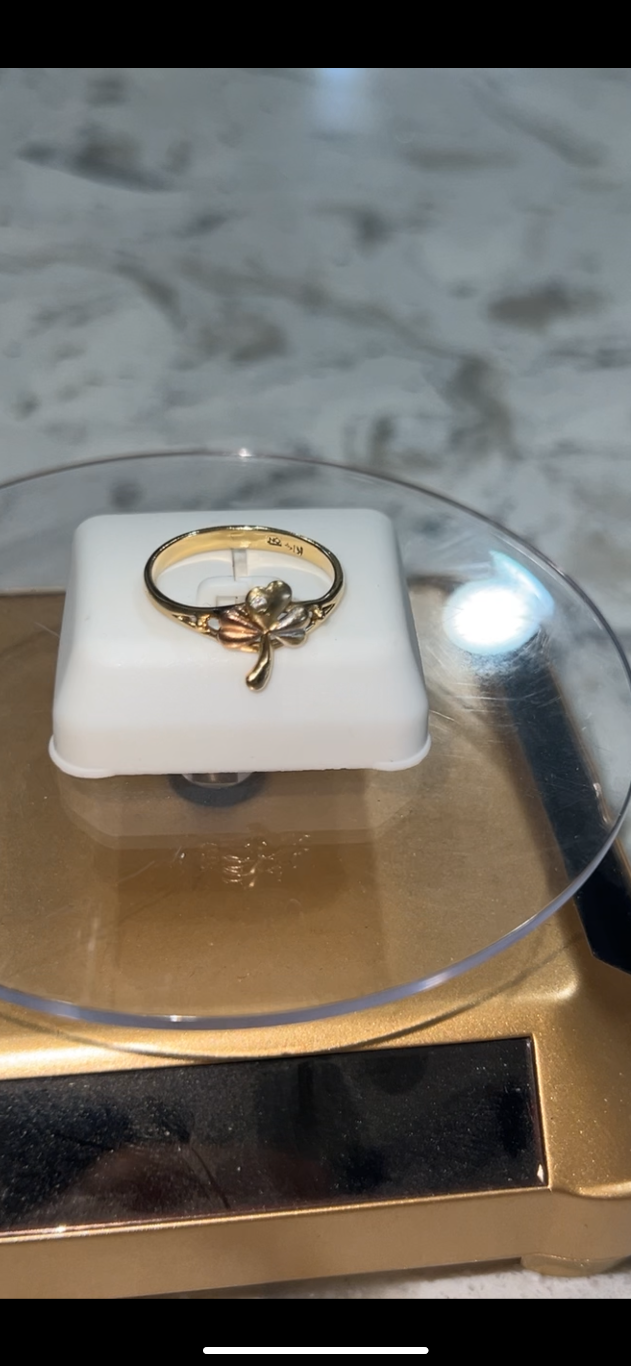 14k real gold clover ring