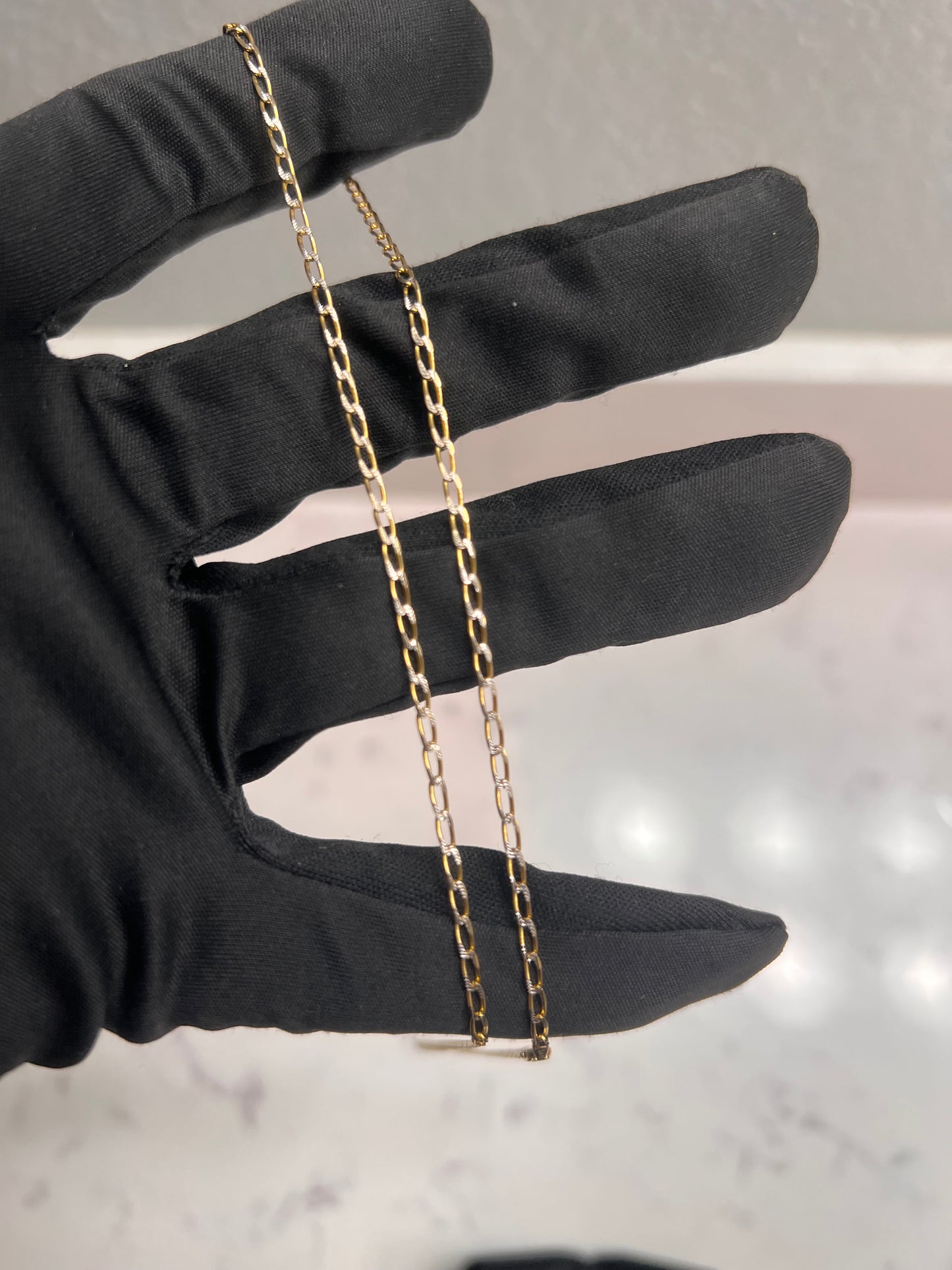14k real gold solid unique link chain