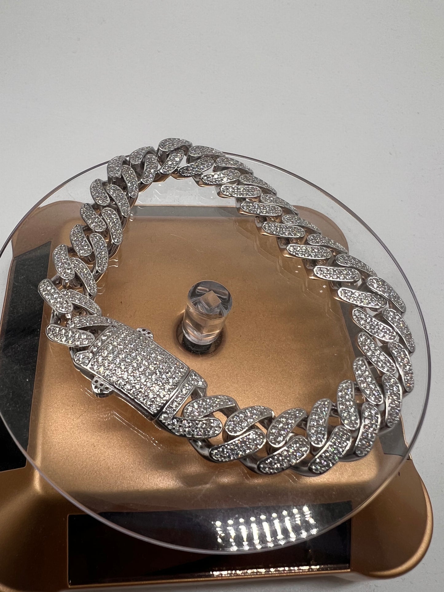 8mm iced out cuban bracelet real silver