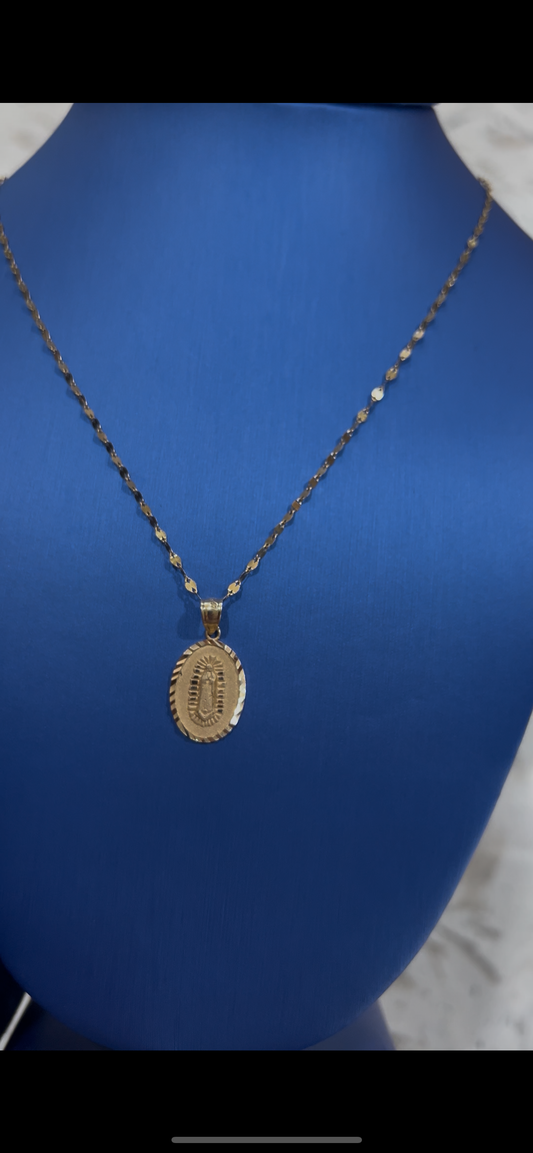 14k real gold virgen Mary set