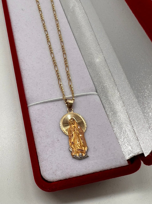 14k real gold virgen Mary set