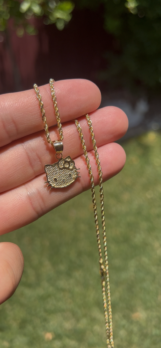 Hello kitty necklace 14k real gold