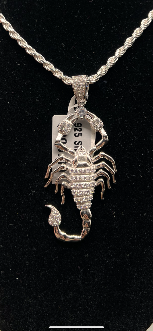 Scorpion chain real silver