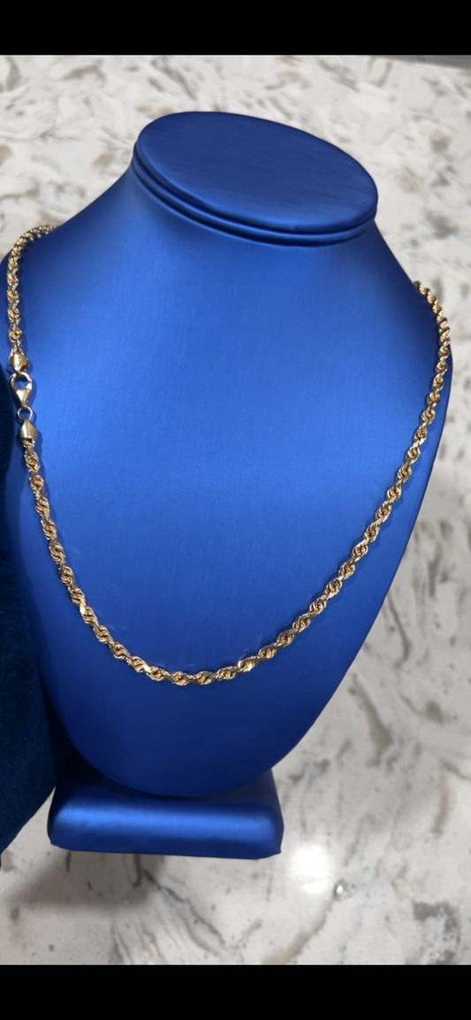 14k 4mm solid 26inch rope chain