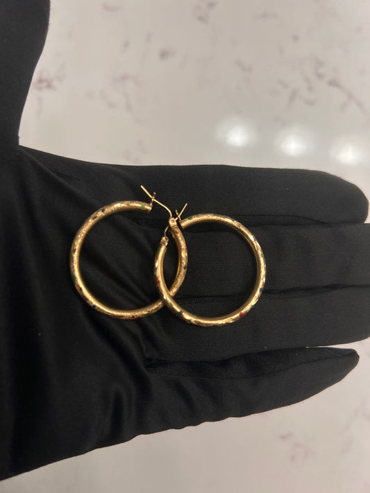 14k real gold large hoops earrings