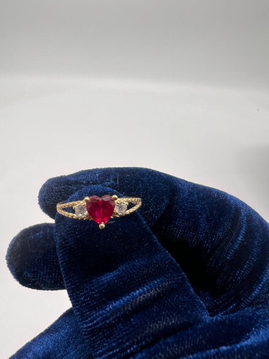 14k real gold heart ruby ring